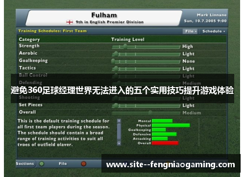 避免360足球经理世界无法进入的五个实用技巧提升游戏体验